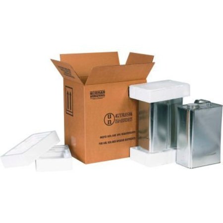 BOX PACKAGING Global Industrial„¢ Two 1 Gal. F Style Haz Mat Shipper Kit, 11-3/8"L x 8-3/16"W x 12-3/8"H HAZ1121
